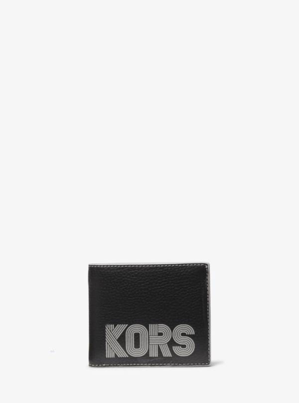 Panske Penazenky Michael Kors Cooper Graphic Pebbled Leather Billfold Čierne Siva - Doplnky Michael Kors Sleva | GKNCE-9517